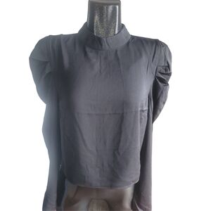 Revamped Black Puff Long Sleeve Cropped Whimsgoth Fairy Top M